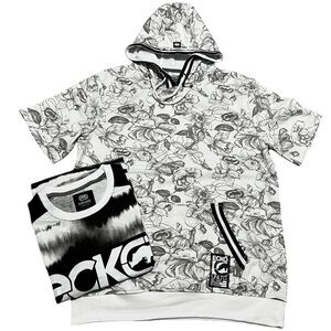 Ecko Unlimited men's 2 t-shirt bundle short sleeve hoodie shirt gray white large